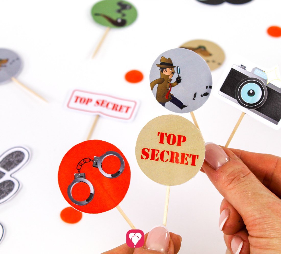 DIY balloonas Detektiv Deko Picker in verschiedenen Motiven.