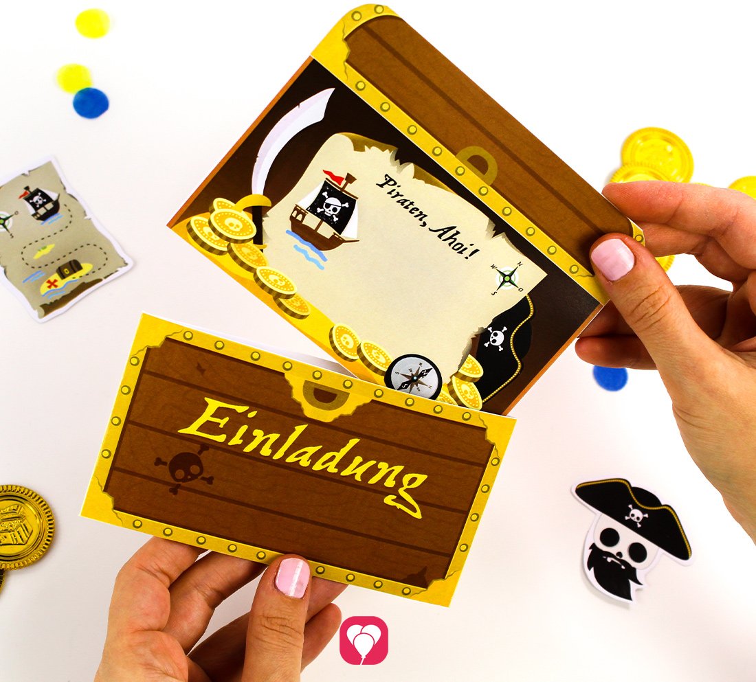 Piraten Einladung Schatztruhe