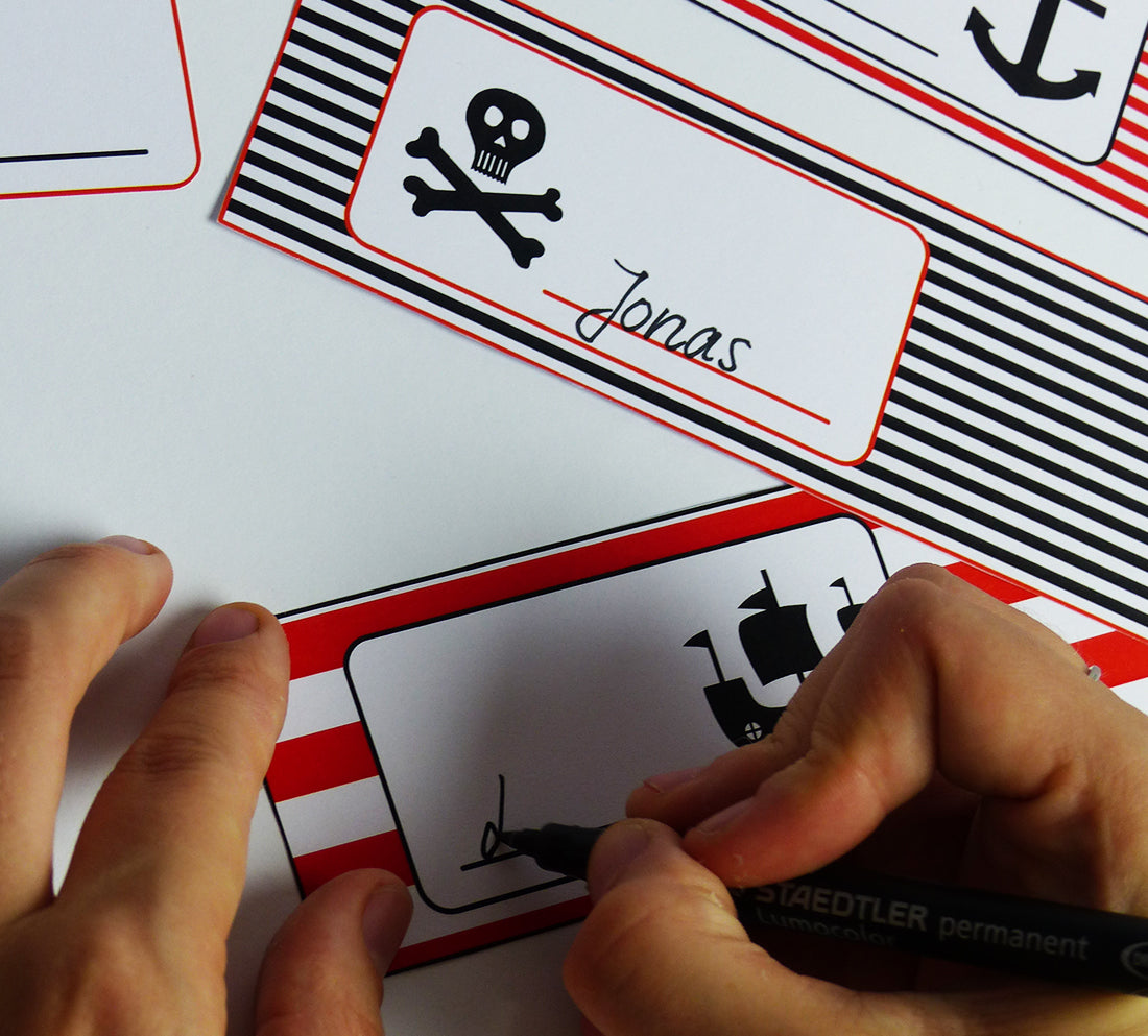 Piraten Flaschenetiketten und Becherschilder