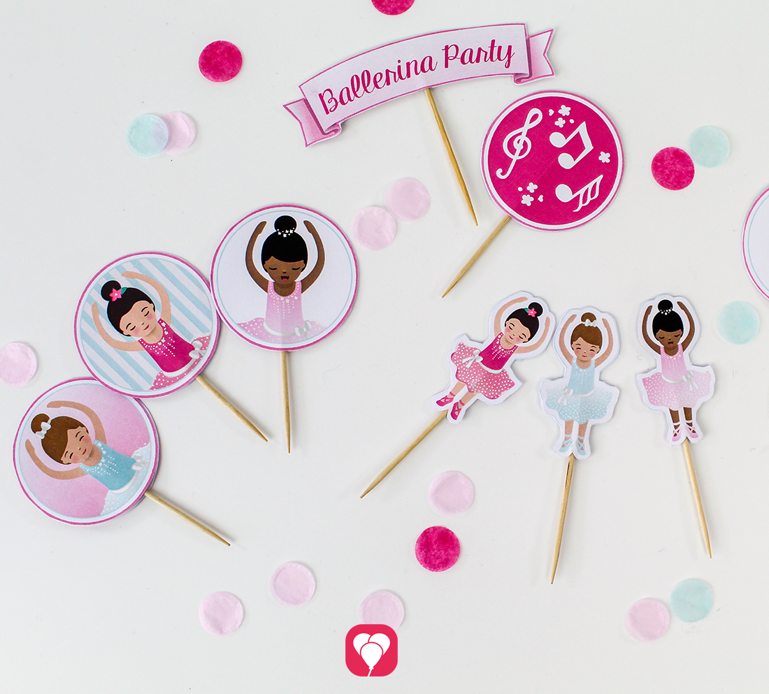 Balloonas Deko Picker für die Dekoration von Muffins und weiteren Snack bei der Ballerina Party.