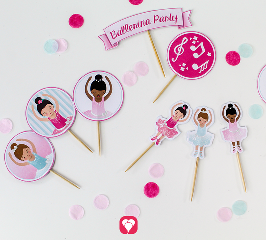 Balloonas Deko Picker für die Dekoration von Muffins und weiteren Snack bei der Ballerina Party.
