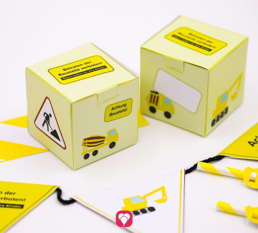 Die balloonas Bauarbeiter Geschenkbox zum Selberbasteln.