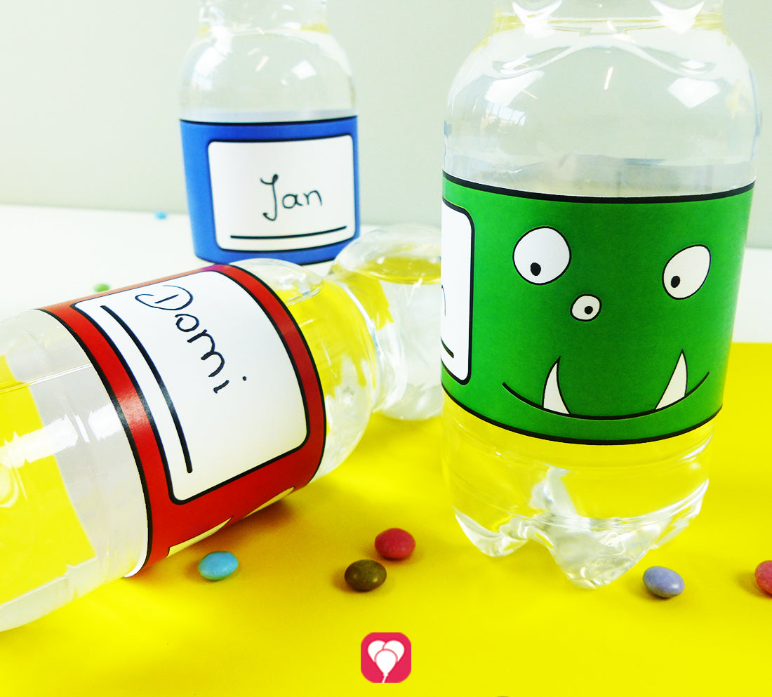 Monster Flaschenetiketten und Becherschilder