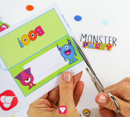 Monster Tischkarten und Strohhalm Deko